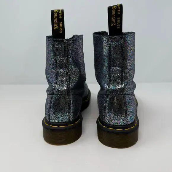 Dr Martens Boots Women's 7 Gray Metallic Iridescent Pascal AW004 SK06S - Picture 7 of 14